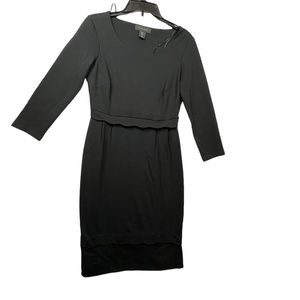 Tahari Long Sleeve Black Casual Business Jersey Dress Sz 2 Pre-Owned